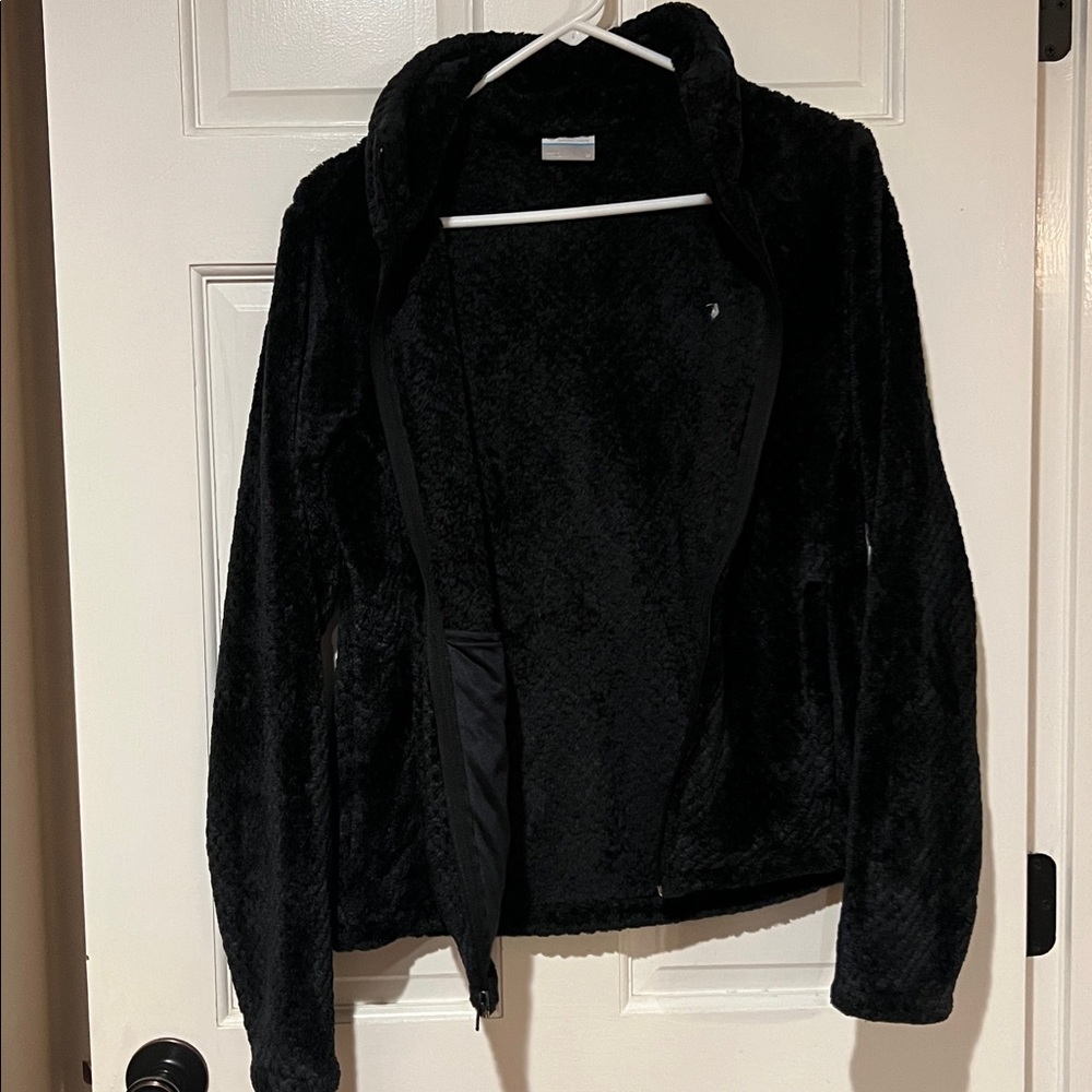 Columbia Black Fuzzy Full-Zip Fleece Jacket – Women’s Medium - Picture 3 of 5